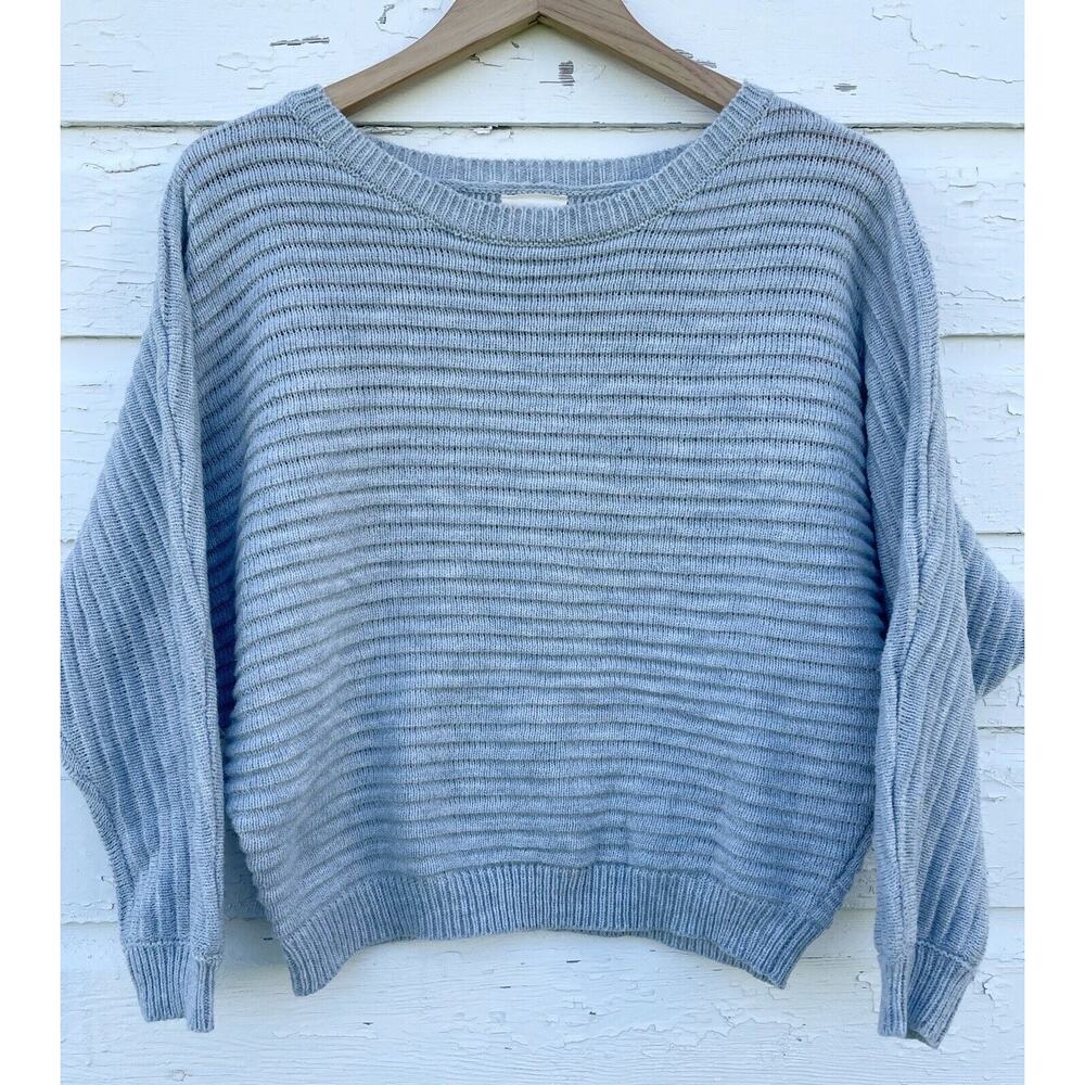 Harper Sweater Ribbed Heather Gray Doleman Sleeve Womens M Casual Comfy